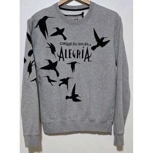 CIRQUE DU SOLEIL Alegria Grey Sweater Embroidered Bird Velvet Woman XS Pullover